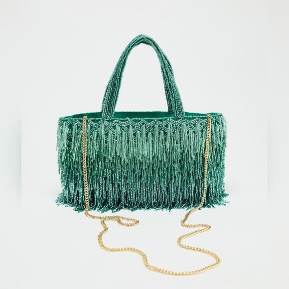 ZARA NWT RHINESTONE FRINGE BAG - Picture 2 of 13